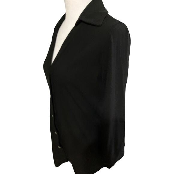 Beacon Apparel Stitch Fix Women's Black Button Up Top 3/4 Sleeve Ribbed NWT Sz M - Picture 3 of 8